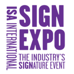 Logo for a sign expo showcasing innovative designs and cutting-edge technology.